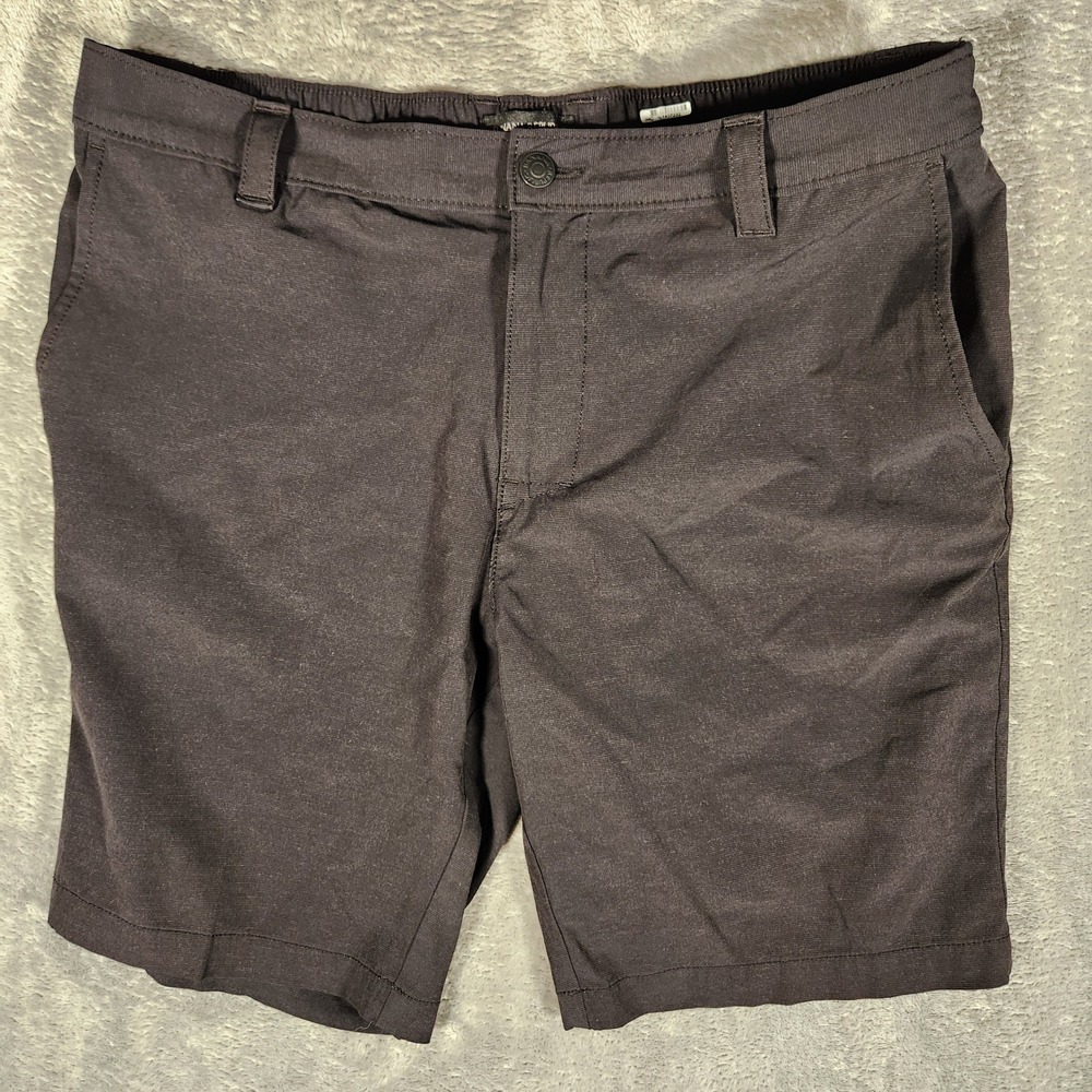 Banana Republic Shorts Mens 34 Core Temp Chino Black Stretch Grid EUC